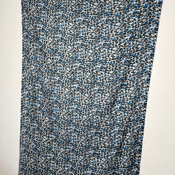India Boutique XL Blue Black & White Animal Print Polyester Shawl Wrap Scarf - Picture 4 of 10